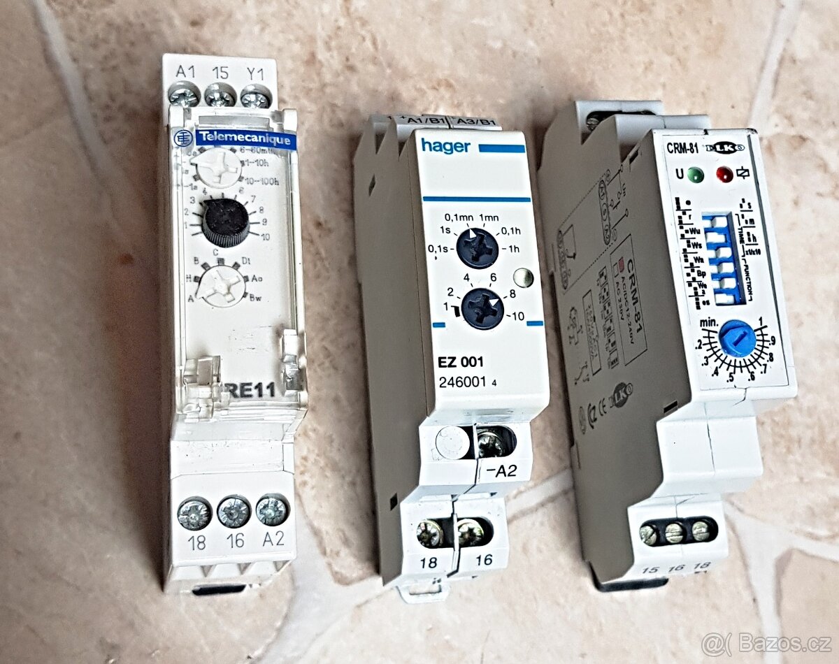 Časové relé Hager EZ001, ElkoCRM-81, Schneider RE11