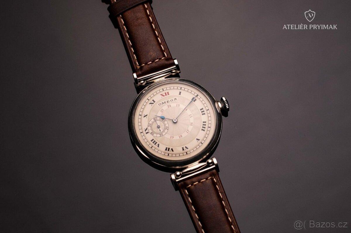 Starožitné stříbrné švýcarské hodinky OMEGA 1909