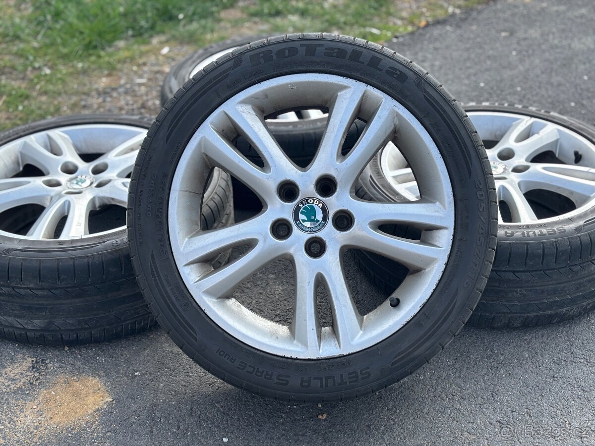 Original letní kola Škoda Elba 5x100 6,5J ET43 205/45 R16