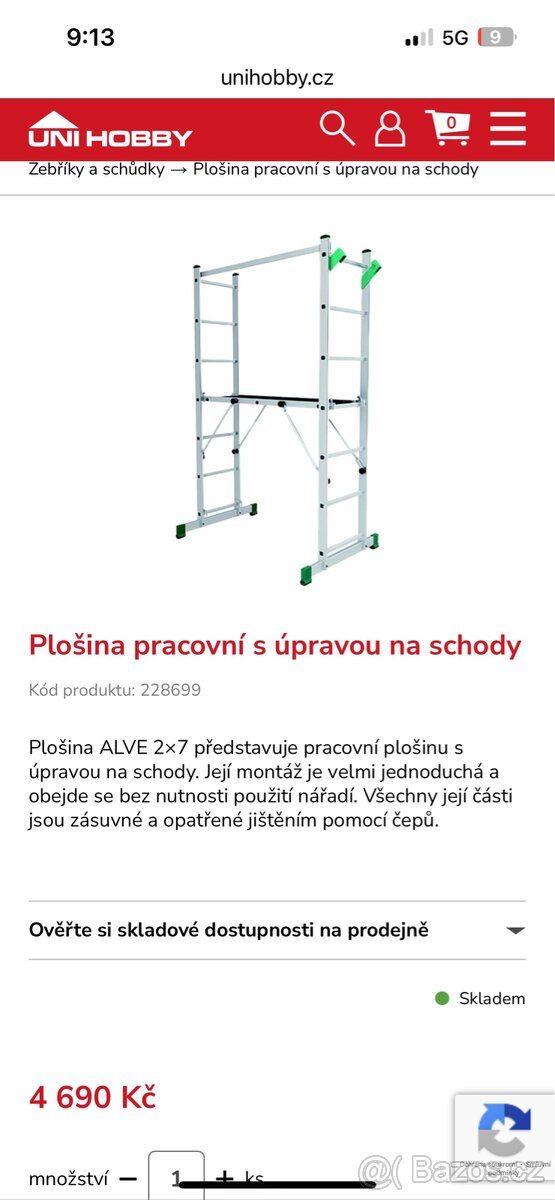 Plosina lešení žebřík