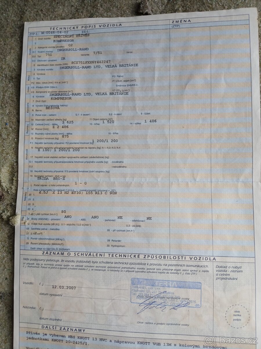 Mobilní šroubový diesel kompresor Ingersoll Rand 7/51