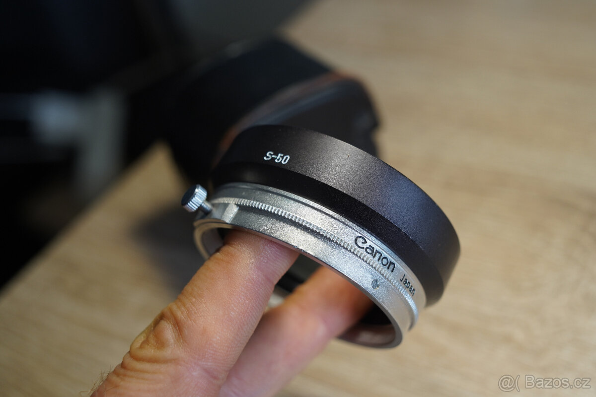 Canon LTM 50/1.4 příslušenství - sluneční clona, velmi hezká