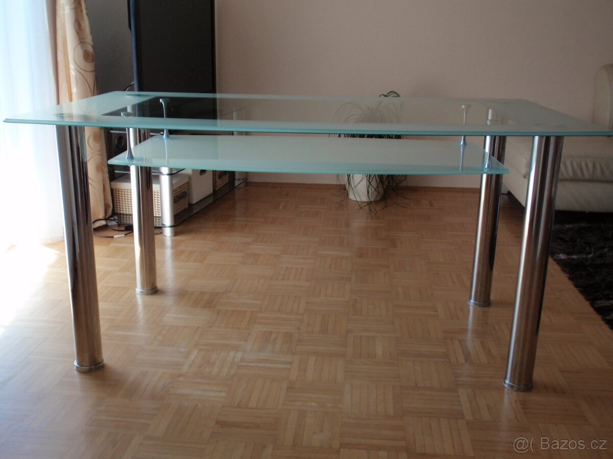 skleněný jídelní stůl , skleněný konferenční stůl, tv stolek