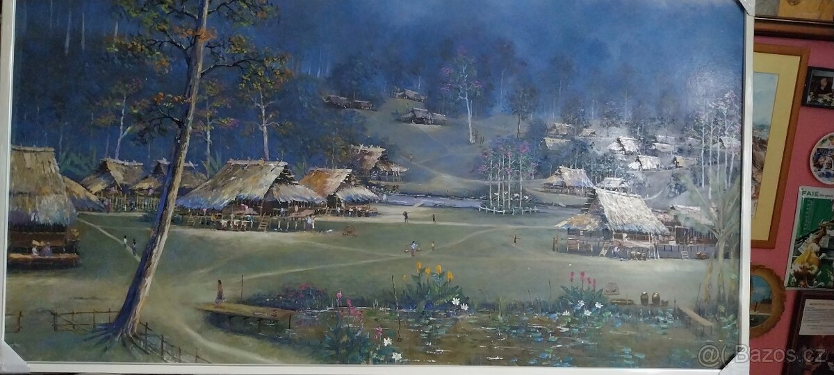 Zarámovaný obraz 155x88 cm, "VESNIČKA"