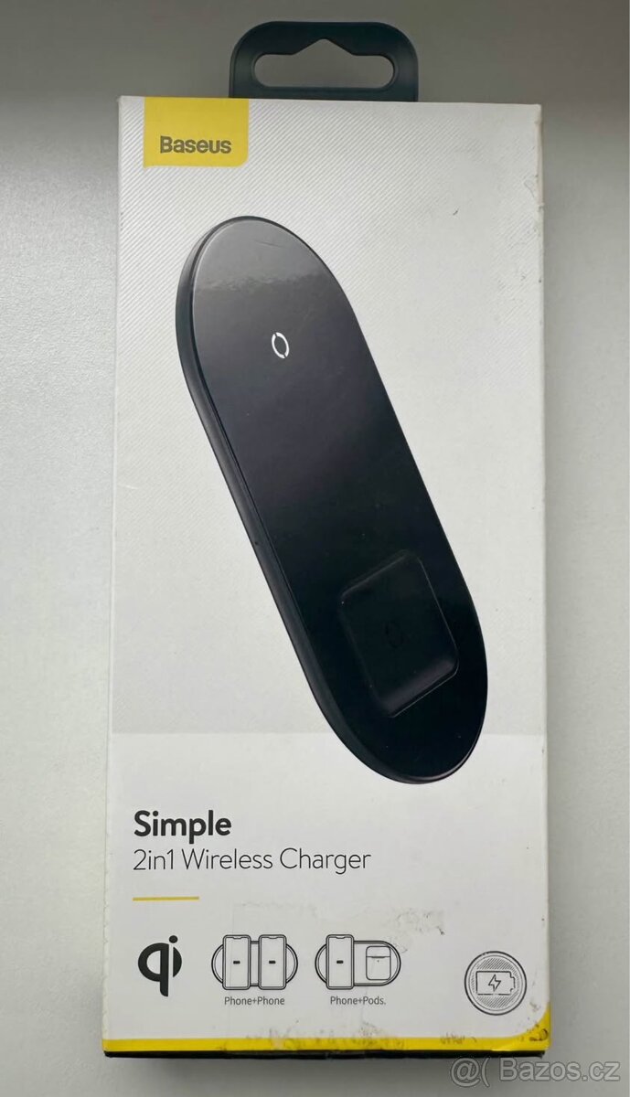 Baseus 2v1 Qi bezdrátová nabíječka 15W