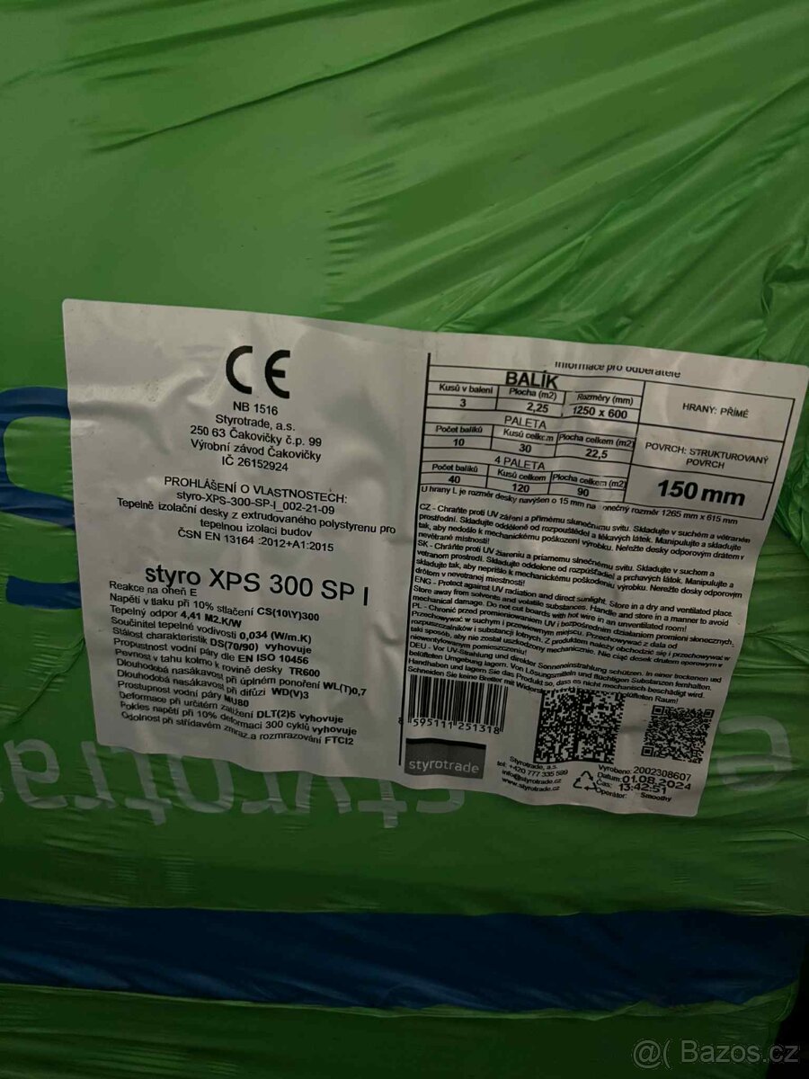 Styro XPS 300 SP I 1250x600x150mm 11m2