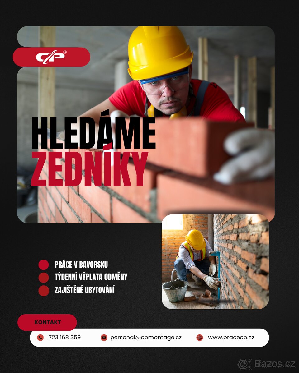 Práce v Německu s TÝDENNÍ výplatou - zedník