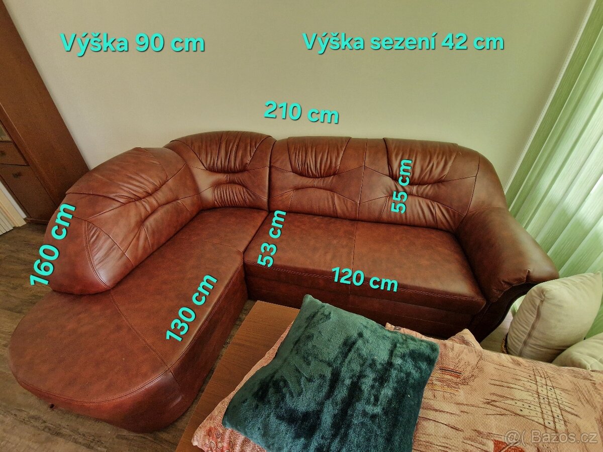 Rohová pohovka z umělé kůže