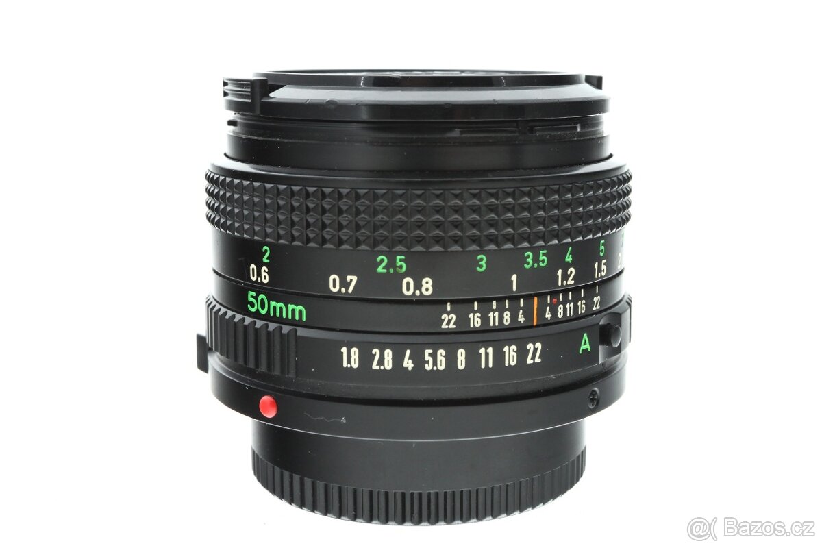 objektiv Canon FD 50mm f/1.8 + adaptér