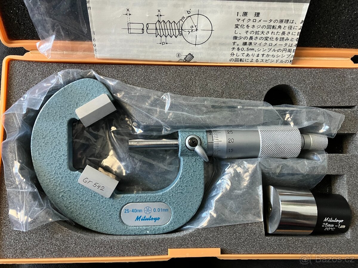 Mikrometr třmenový analogový 25-40mm prizmatický dotek