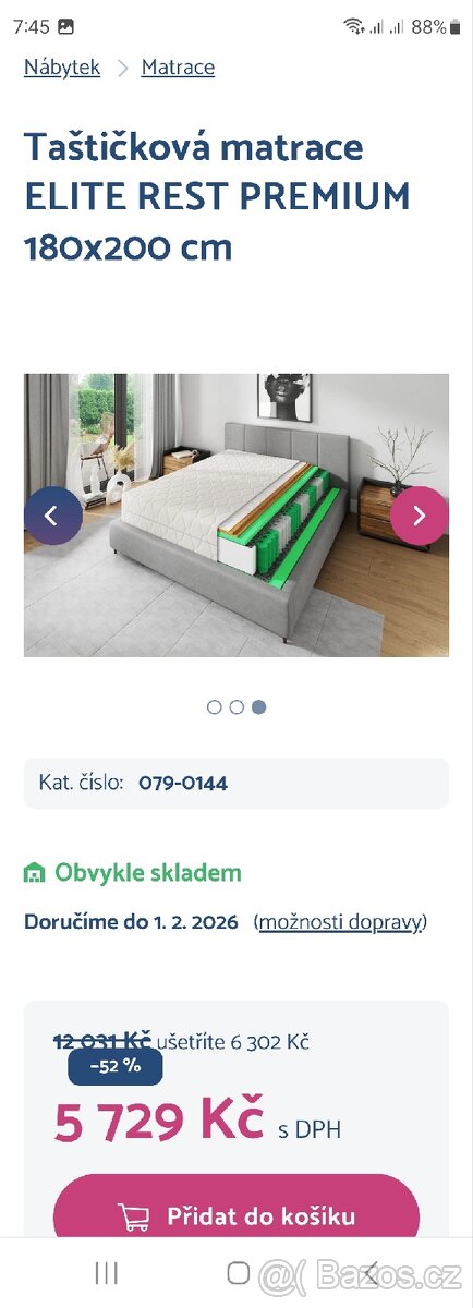 NOVÁ TAŠTIČKOVÁ MATRACE 180x200