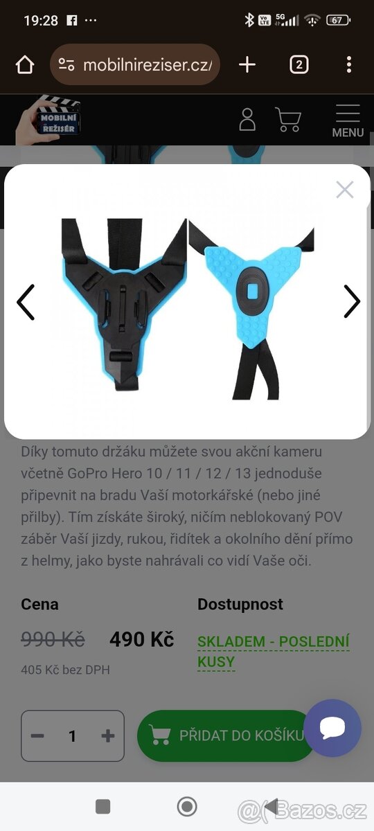 Držák akční kamery na přilbu