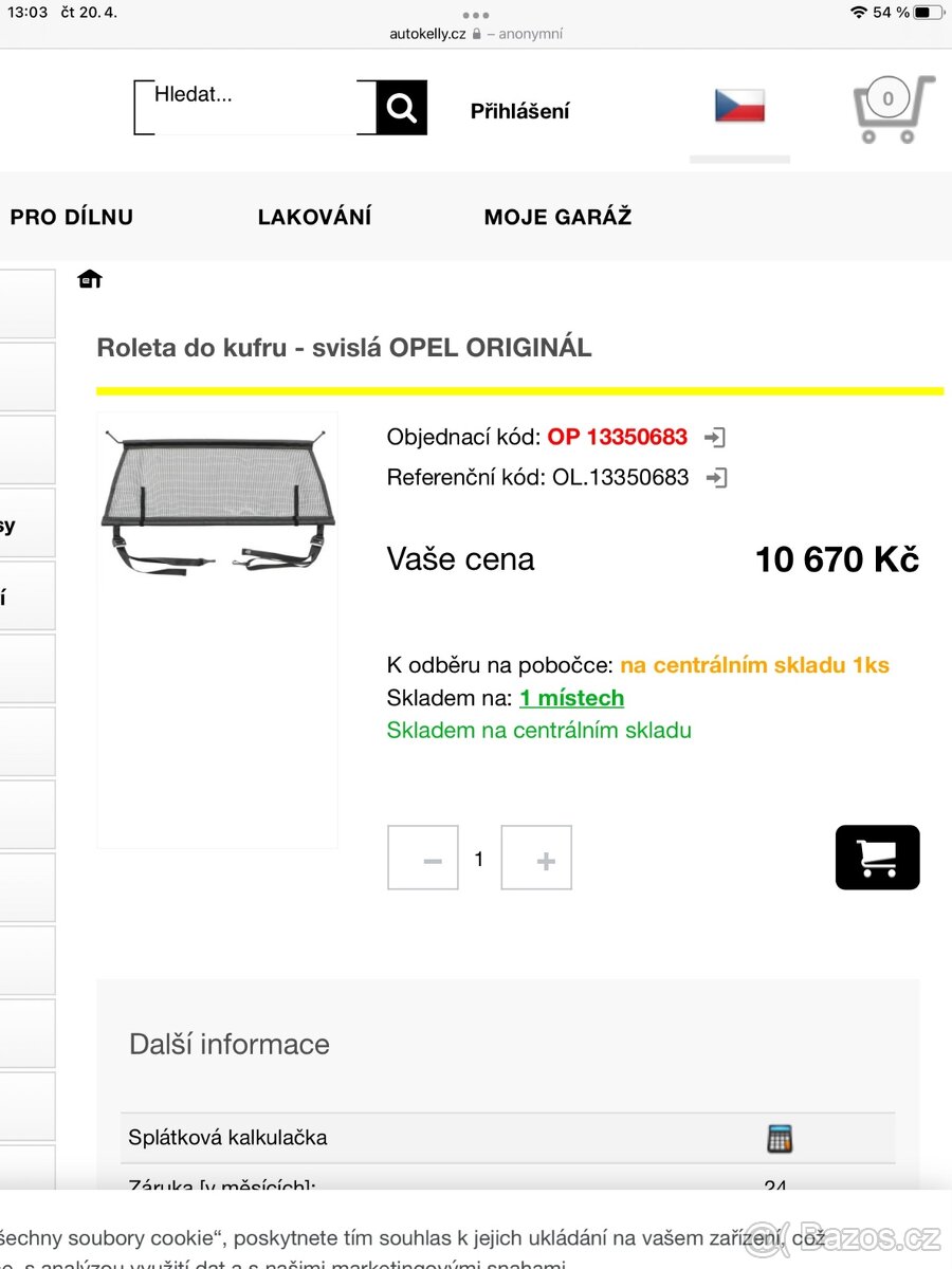 Rolety do kufru svislá originál opel Insignia