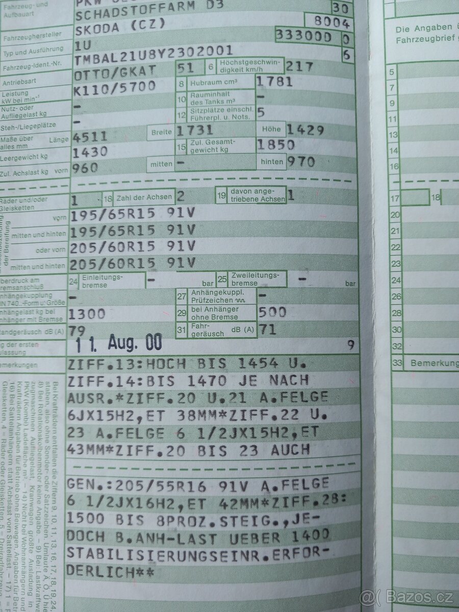 Škoda 2.0 benzín Laurin Klement r.v.2000