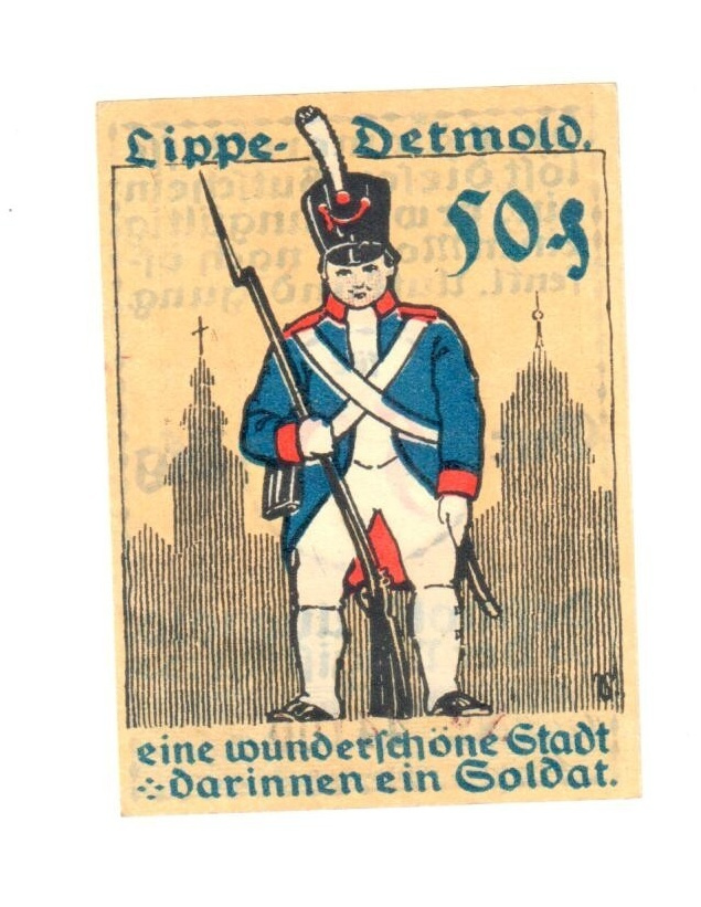 50 Pfennig Nouzová bankovka Německo, Detmold 1920