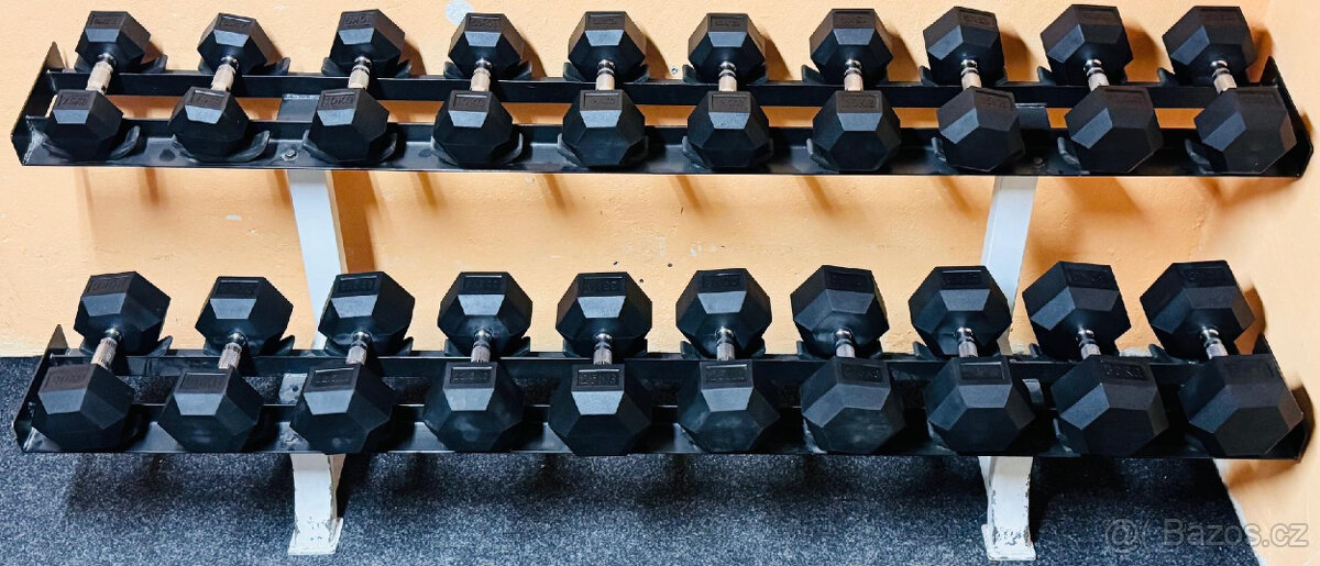 jednoručky činky - HEXA - sada 385kg (bez stojanu)