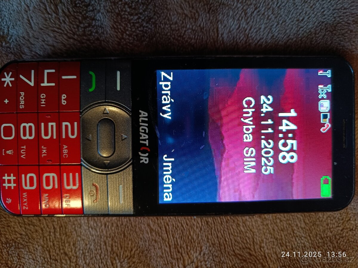 Prodám mob.TLAČÍTKOVÝ telefon ALIGATOR A900R červený