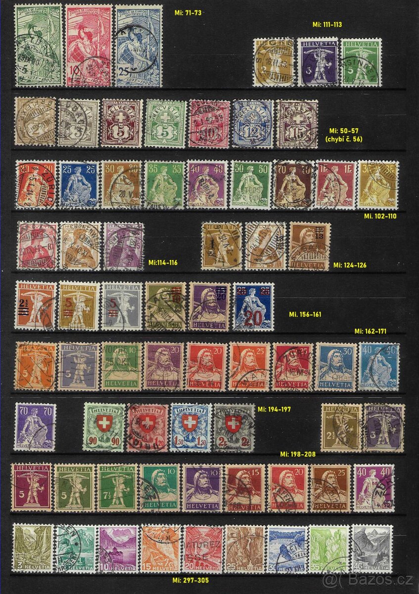 Poštovní známky Švýcarsko - LEVNĚ