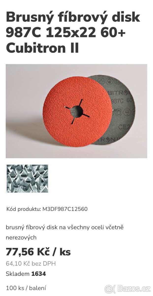 Brusný fíbrový disk (kotouč)