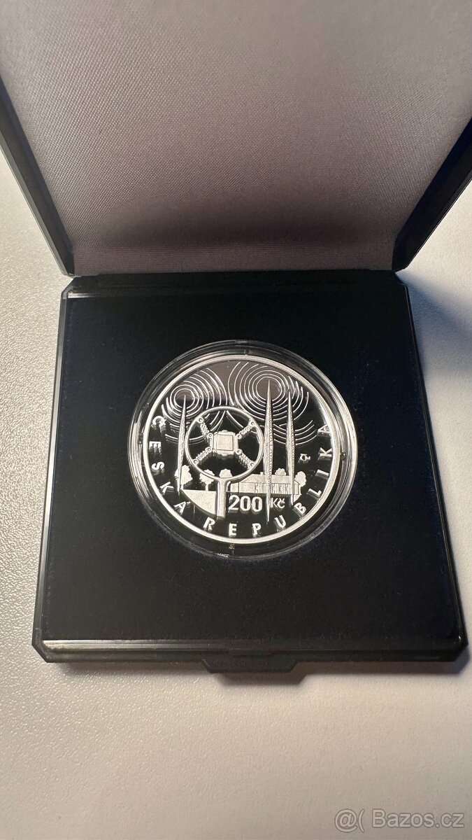 Stříbrná mince 200 Kč Československý Rozhlas PROOF