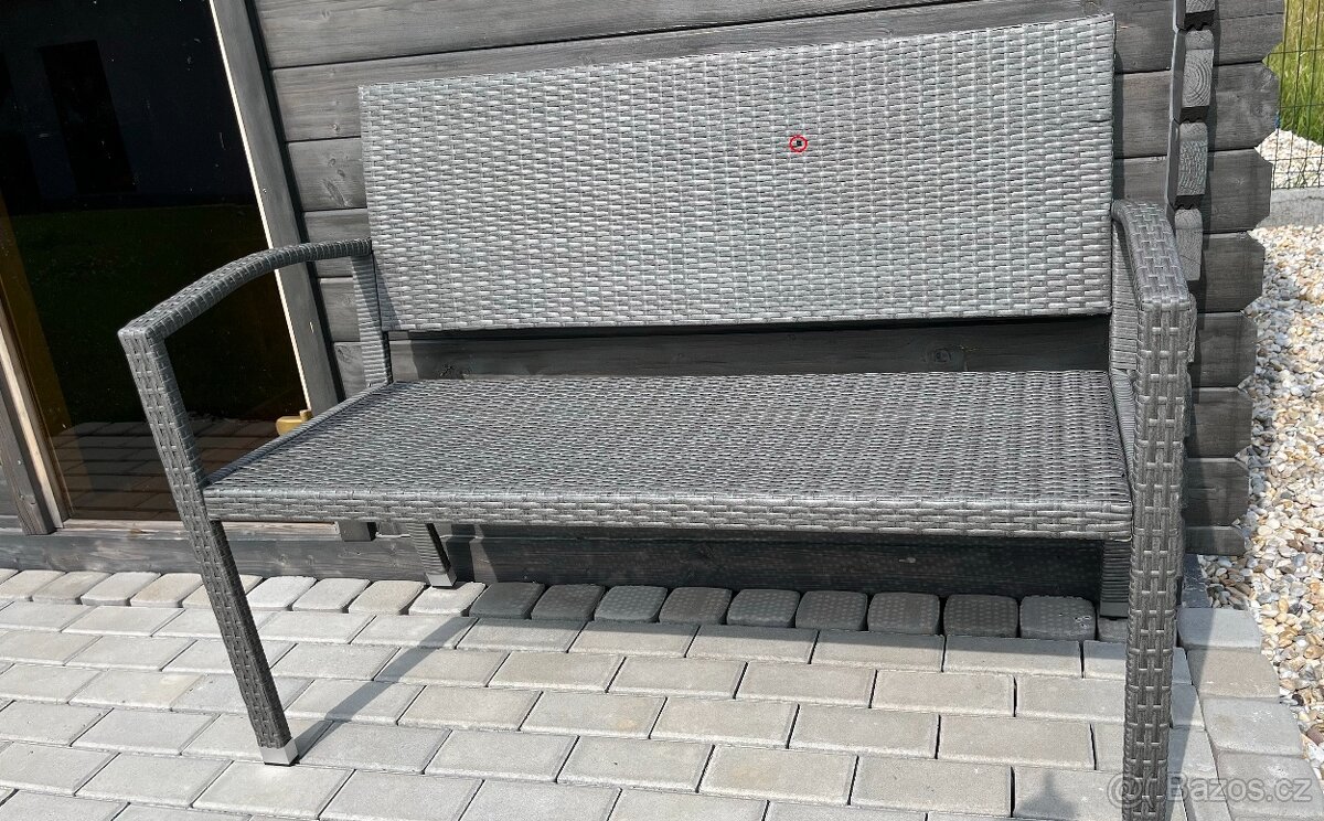 STILISTA Zahradní polyratanová lavička, 122 x 52 cm, šedá