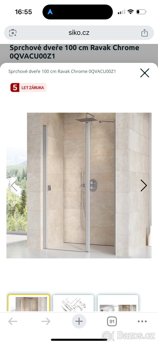 Sprchové dveře Ravak Chrome 100 cm – nové, rozbalené, nepouž