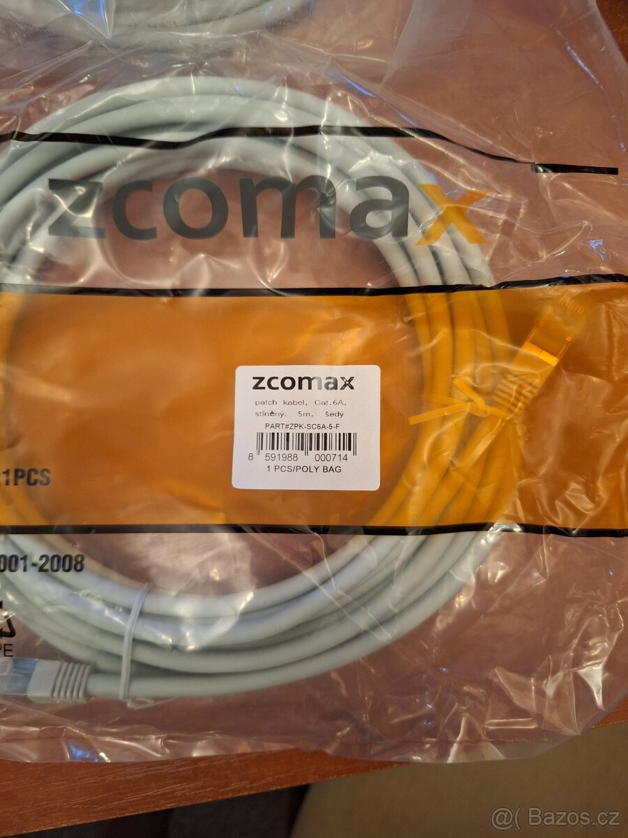10ks Zcomax patch kabel Cat.6, stíněný, 5m, šedý