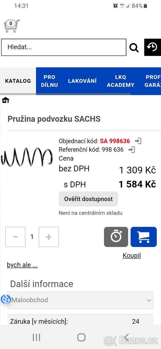 Přední pružiny pérováni Mercedes Benz B