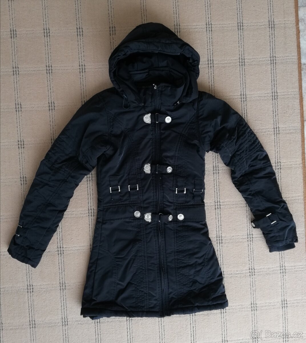 Černá zimní bunda dívčí vel. cca 146 – 150