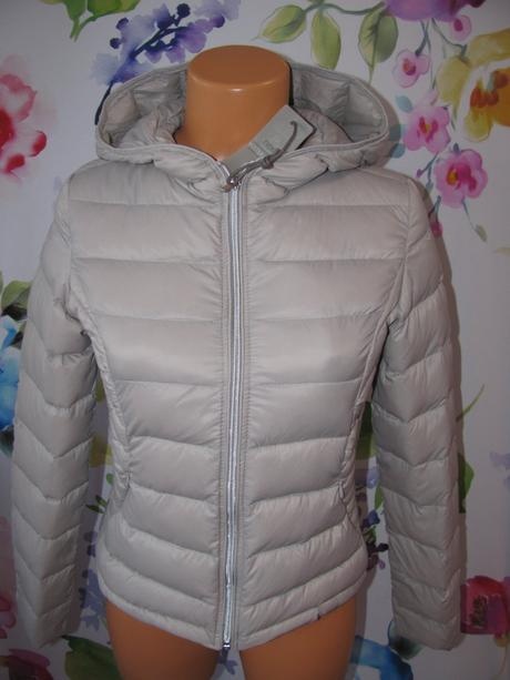 Přechodná šedá péřová bunda s kapucí NEXT vel.38