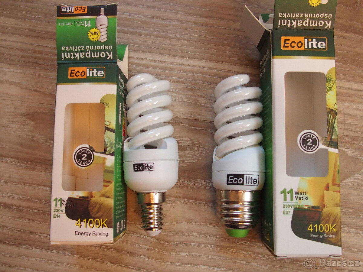 Ecolite úsporná žárovka 11W 4100K E27 + E14