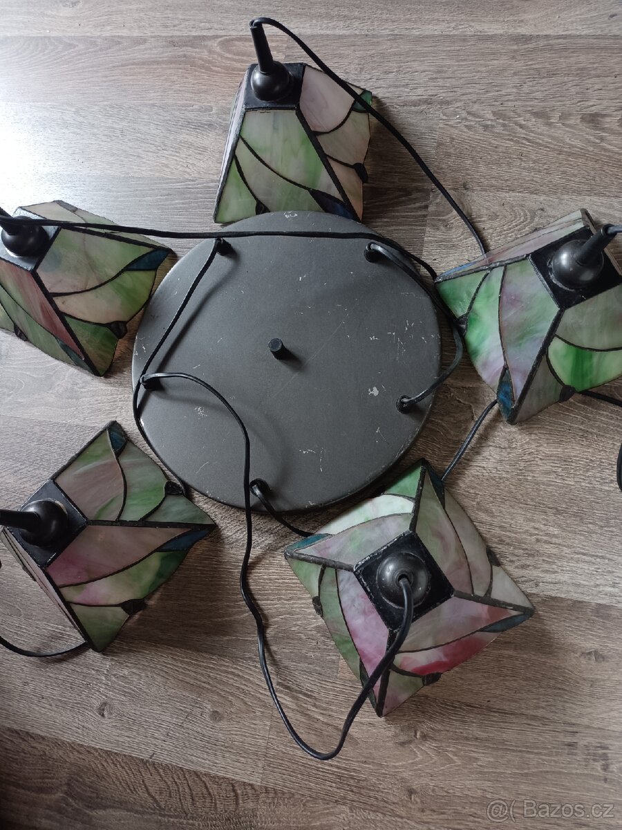 Tiffany lustr 5 ramen,není prasklin,