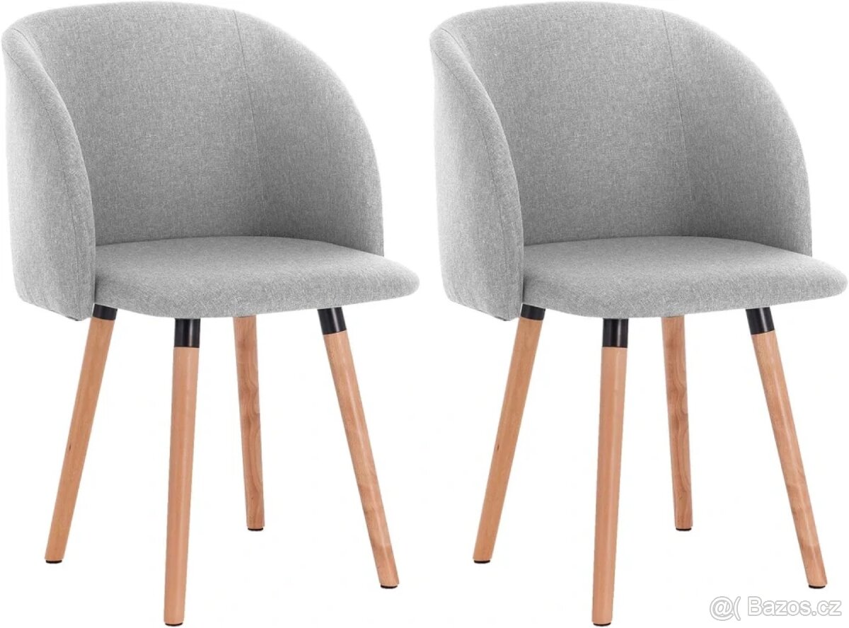 Sada 2 Jídelní židle Kuchyňská židle Čalouněný lněný sedák
