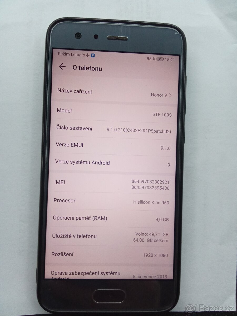 Honor 9 černý plastový ochranný obal
