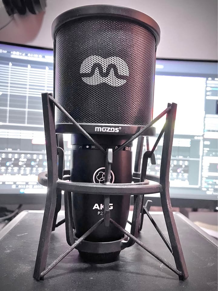 Studiový kondenzátorový mikrofon AKG P220 + Držák + popfiltr