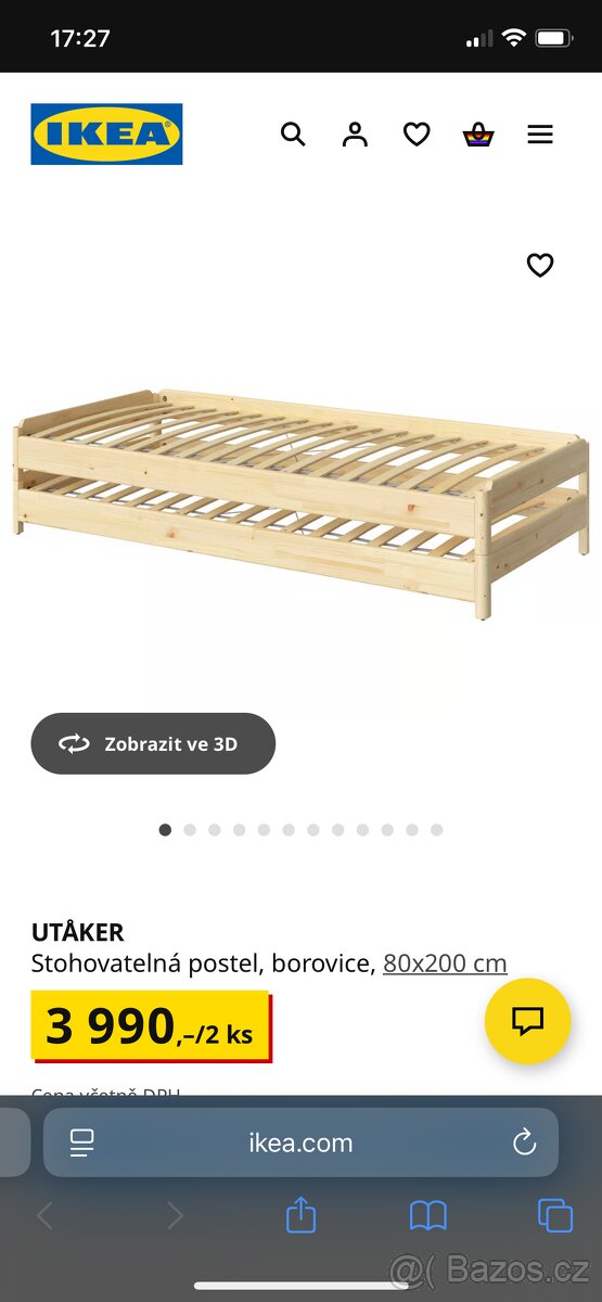 Ikea Utaker stohovací postel