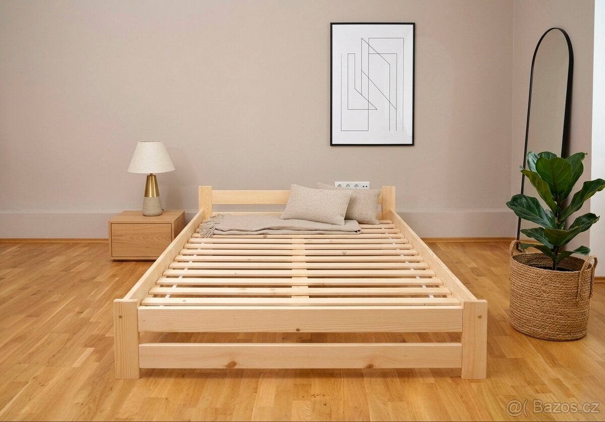 Nová postel 180x200 cm borovice + rošt