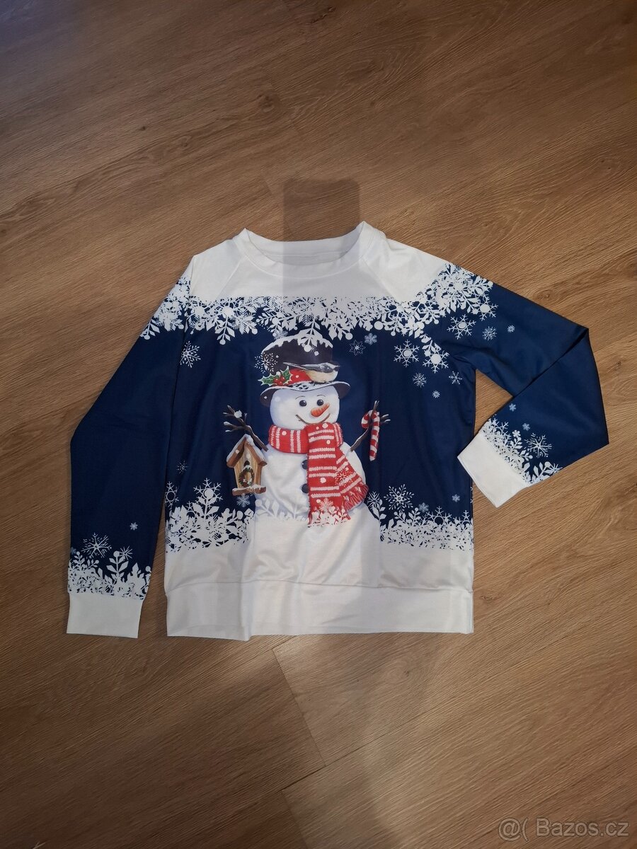 Prodám nové triko bílé s modrým a se sněhulákem,vel. xxl.150