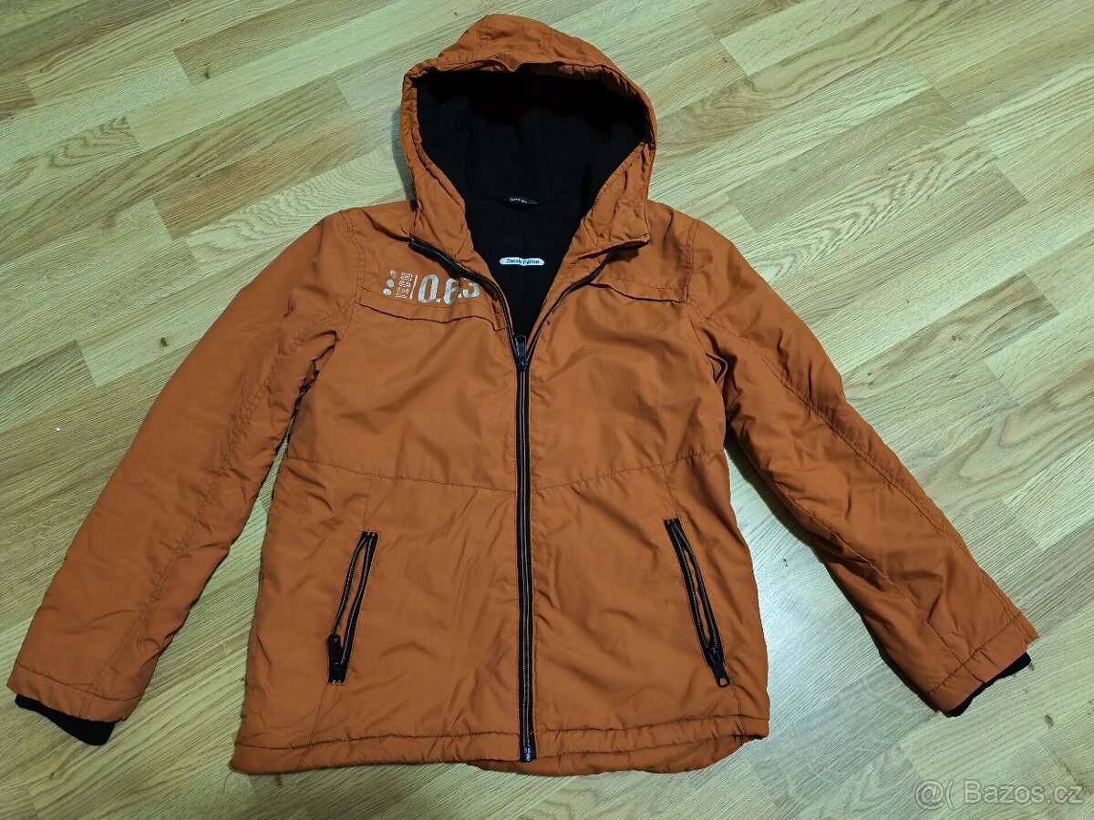 Zimní oranžová bunda vel. 11-12 let