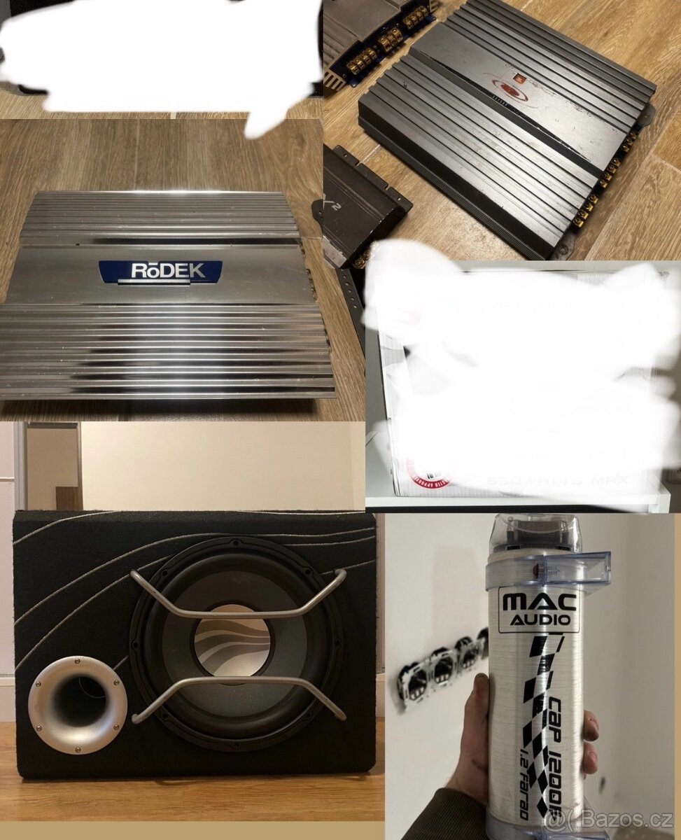 Subwoofer, zesilovač, kapacitor