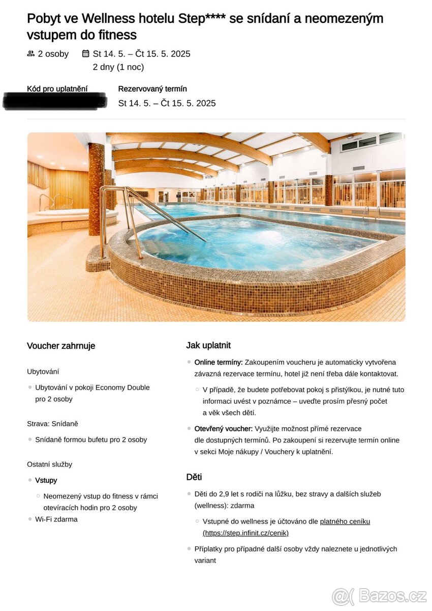 Prodám Voucher pro 2 osoby