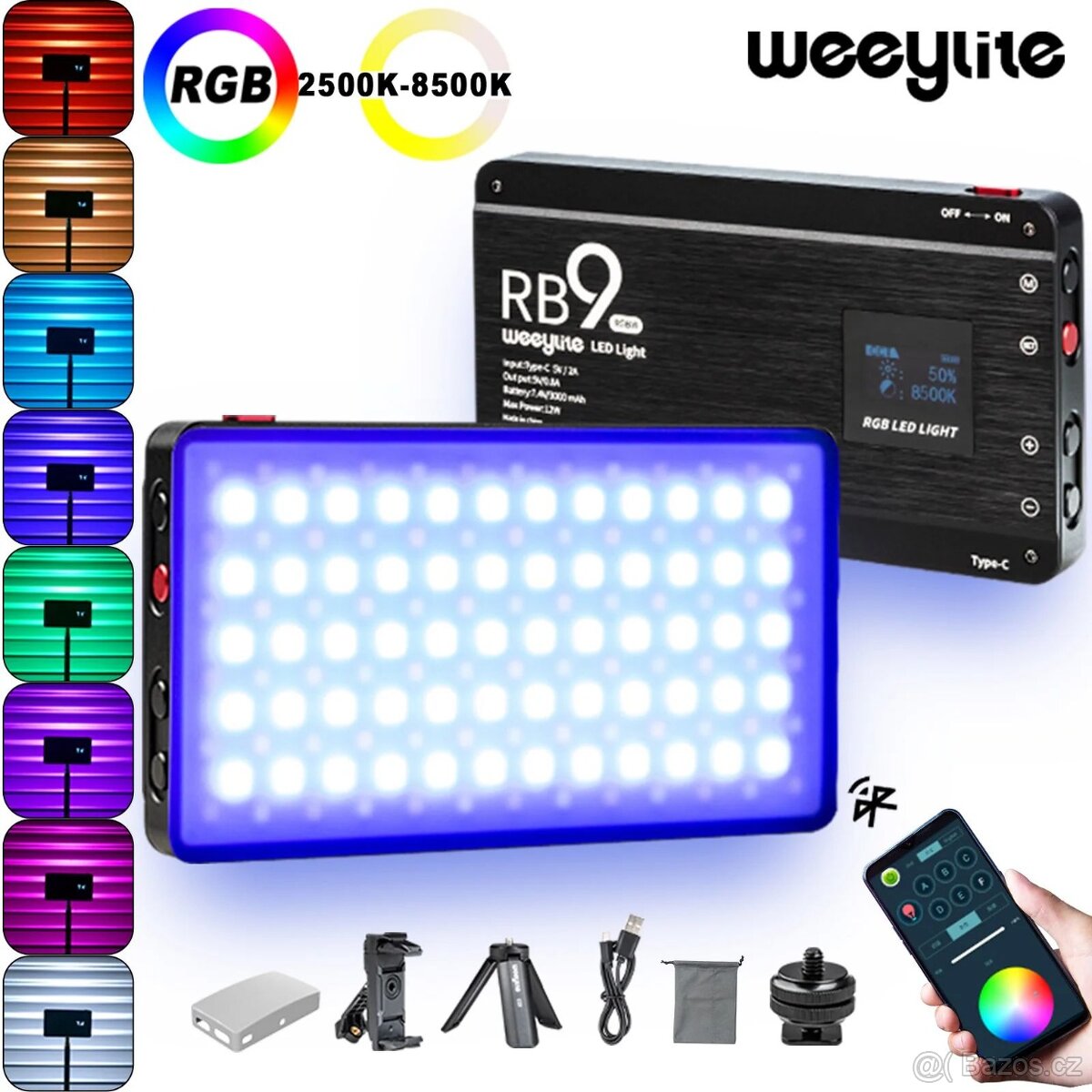 Viltrox Weeylite RB9 přenosné, BT, baterie,plnobarevné LED