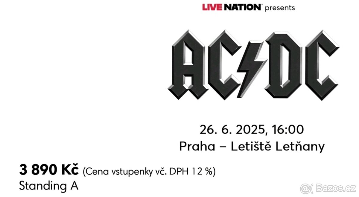 VSTUPENKA NA KONCERT ACDC