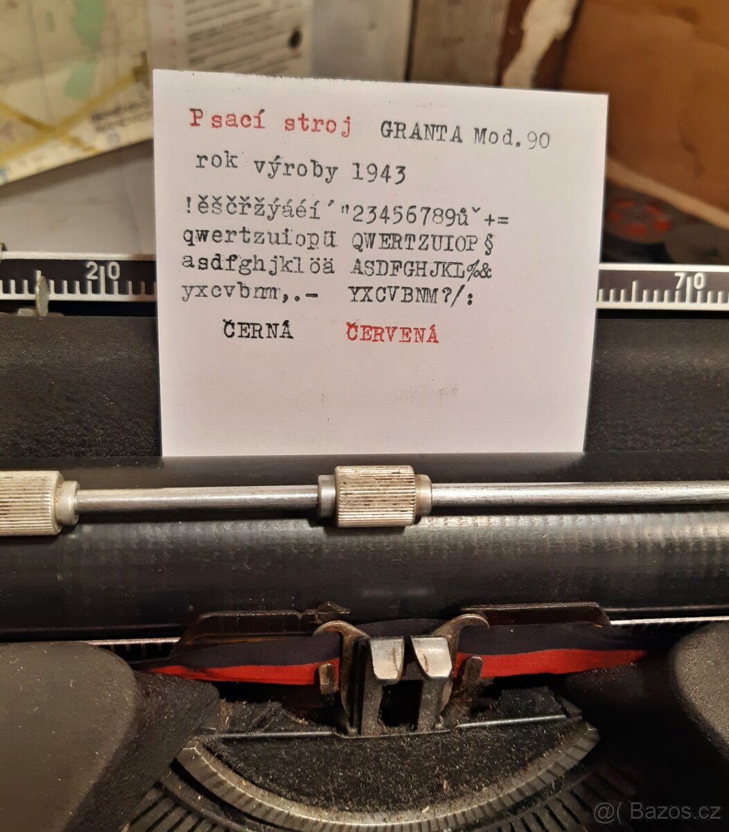 Funkční psací stroj GRANTA Model 90 z roku 1943