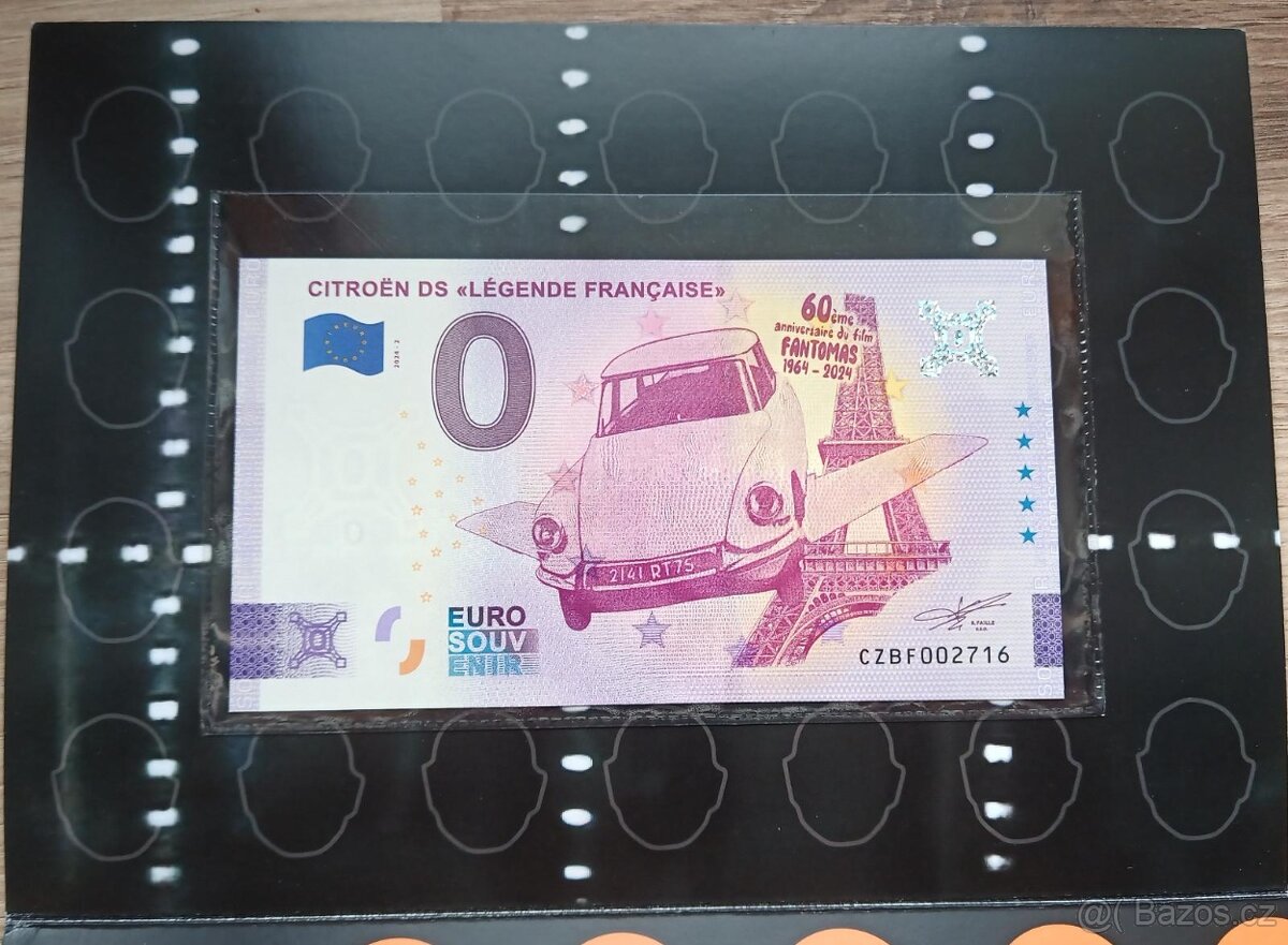 0 Euro Souvenir Citroen DS Fantomas konvolut komplet pouze 2