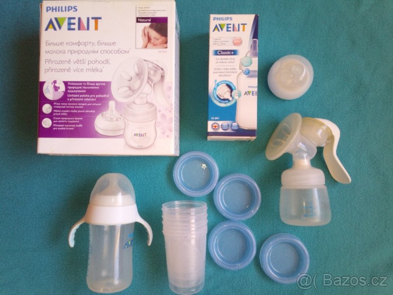 Philips Avent odsávačka, kelímky, lahvičky
