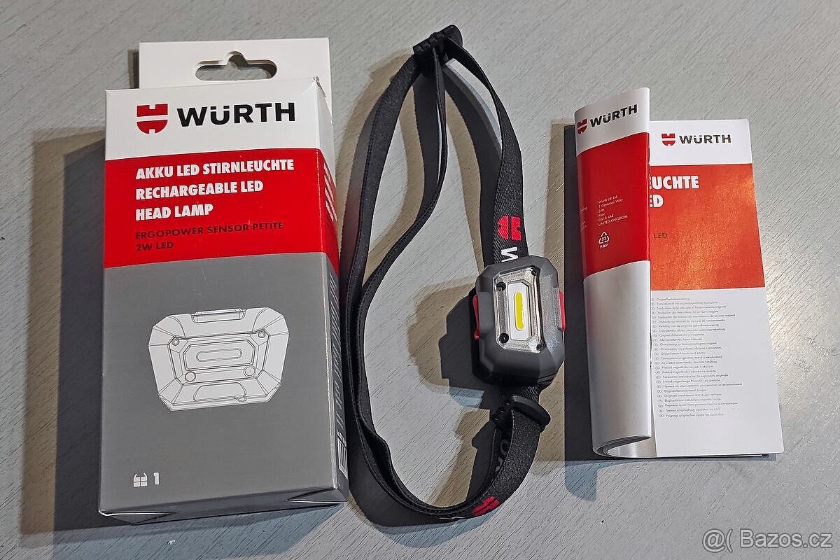 Nová WURTH dobíjecí LED čelovka 200LM 5V 2W Nepoužitá