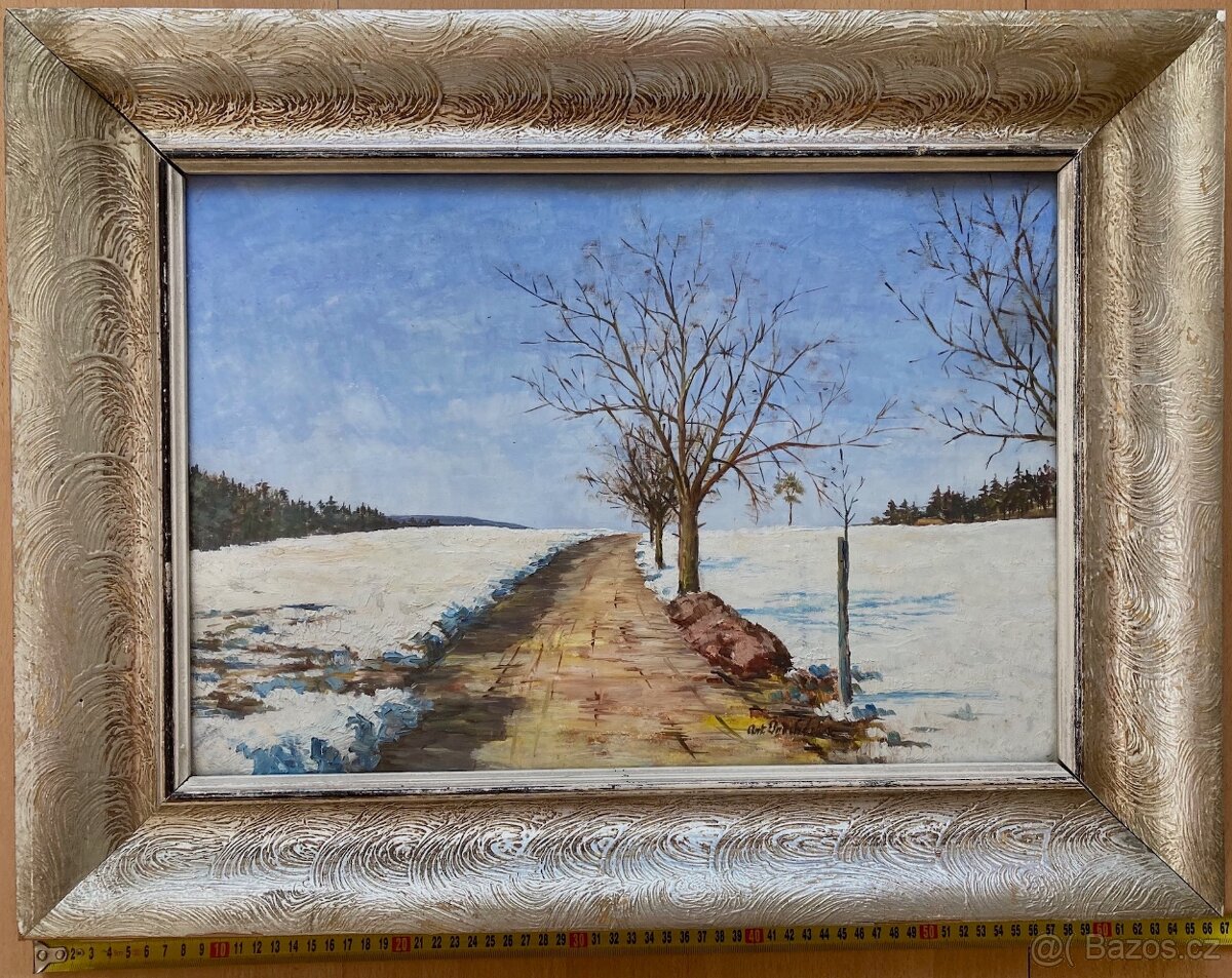 Originální olejomalba – Zimní krajina (signováno „Ant. Proch
