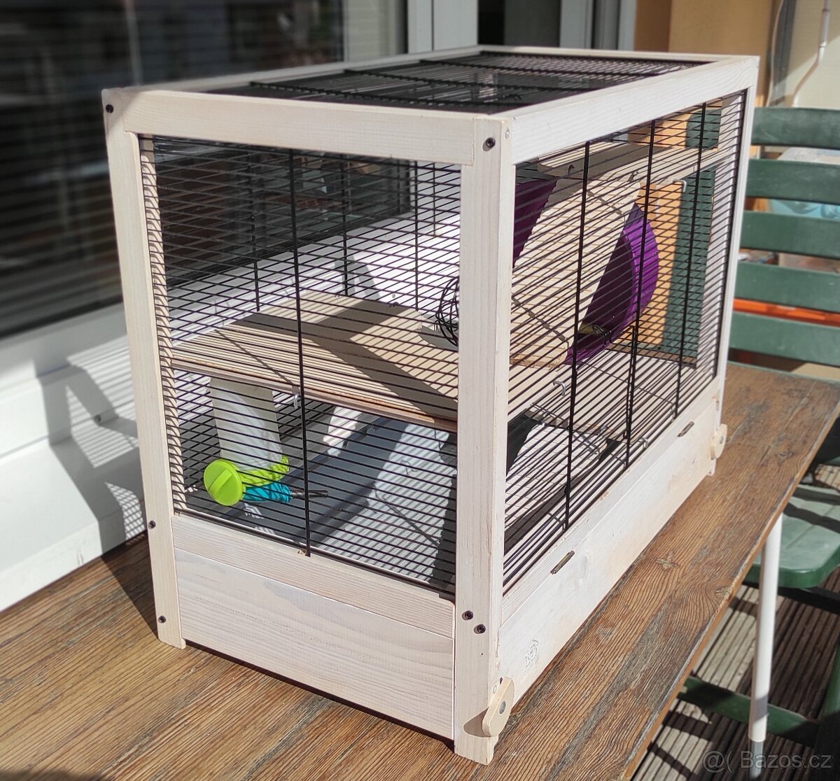 Kompletní pevná dřevěná klec pro křečka včetně příslušenství