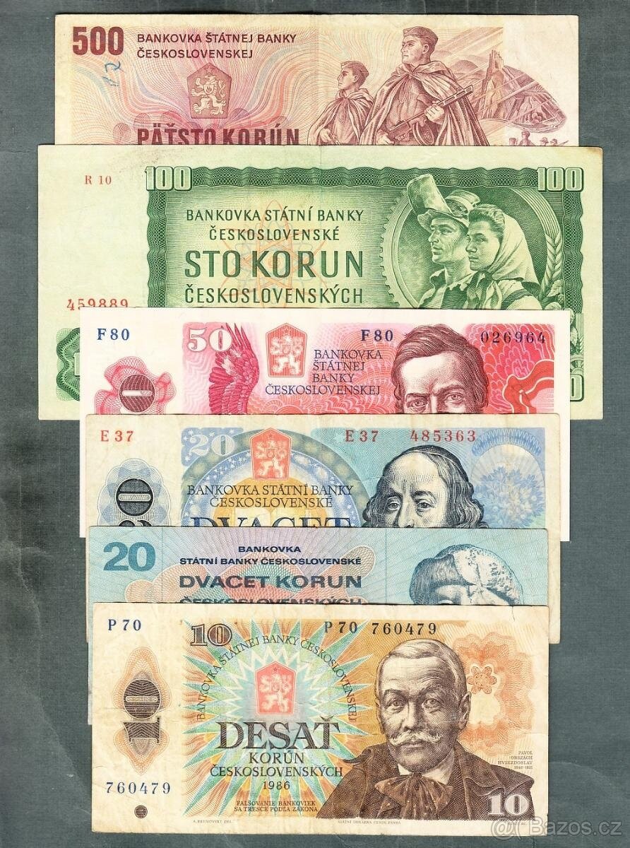 Staré bankovky sestava 1961-1988 - 6 kusů